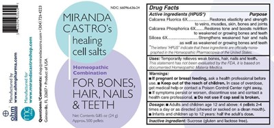 0.85oz Bottle Label (Miranda Castros Healing Cell Salts For Bones, Hair, Nails And Teeth)
